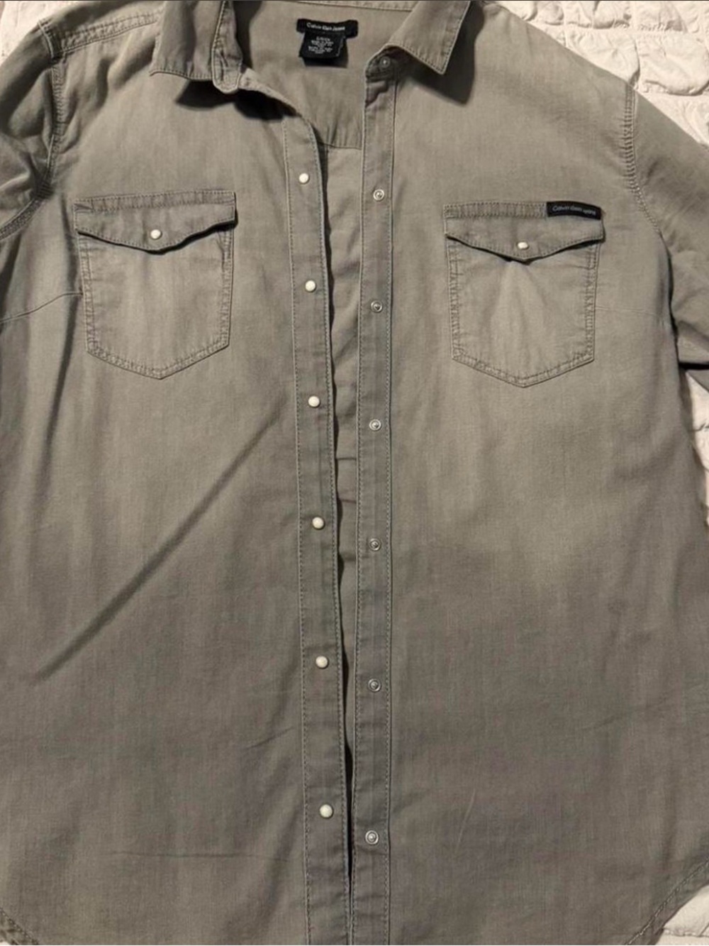Calvin Klein Women's Grey Button-Front Western Shirt - Picture 1 of 5
